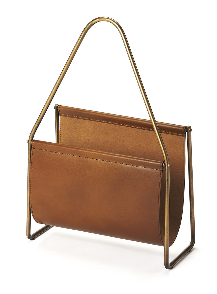 Butler Specialty Company - Rupert Leather Magazine Basket, Medium Brown - 5229344