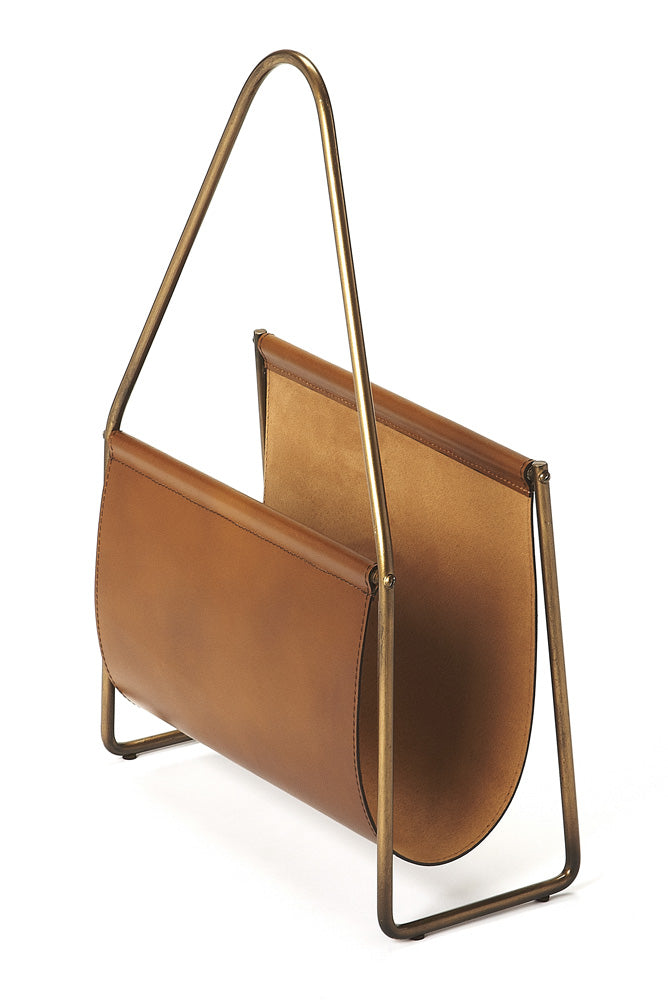 Butler Specialty Company - Rupert Leather Magazine Basket, Medium Brown - 5229344