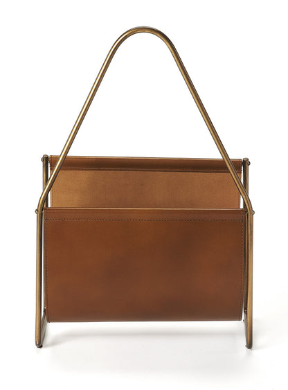 Butler Specialty Company - Rupert Leather Magazine Basket, Medium Brown - 5229344
