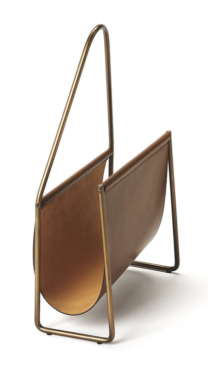 Butler Specialty Company - Rupert Leather Magazine Basket, Medium Brown - 5229344