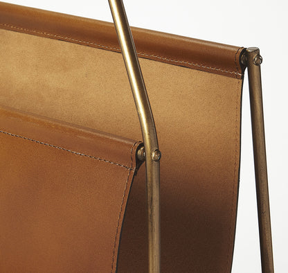 Butler Specialty Company - Rupert Leather Magazine Basket, Medium Brown - 5229344
