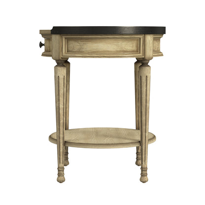 Butler Specialty Company - Sampson 22 in. W Round Wood 1 Drawer Side Table, Beige - 2311424