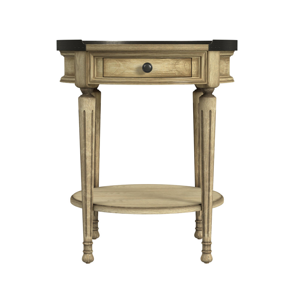 Butler Specialty Company - Sampson 22 in. W Round Wood 1 Drawer Side Table, Beige - 2311424