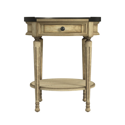 Butler Specialty Company - Sampson 22 in. W Round Wood 1 Drawer Side Table, Beige - 2311424