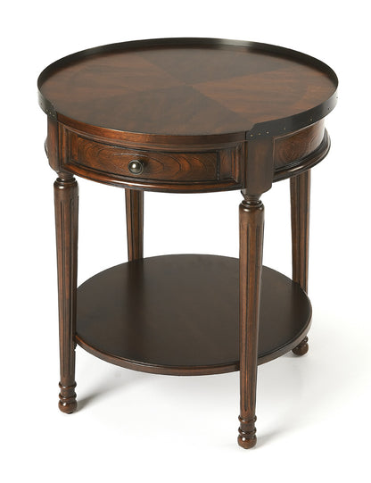 Butler Specialty Company - Sampson 22 in. W Round Wood 1 Drawer Side Table, Dark Brown - 2311024