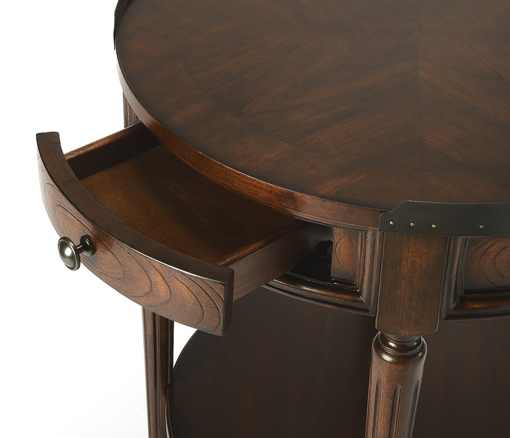 Butler Specialty Company - Sampson 22 in. W Round Wood 1 Drawer Side Table, Dark Brown - 2311024