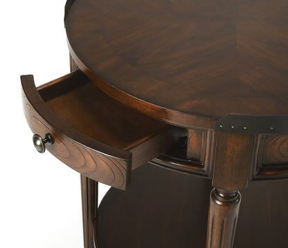 Butler Specialty Company - Sampson 22 in. W Round Wood 1 Drawer Side Table, Dark Brown - 2311024
