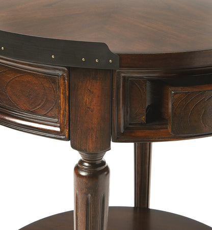 Butler Specialty Company - Sampson 22 in. W Round Wood 1 Drawer Side Table, Dark Brown - 2311024