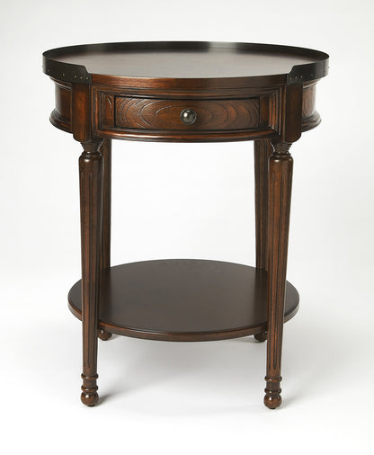 Butler Specialty Company - Sampson 22 in. W Round Wood 1 Drawer Side Table, Dark Brown - 2311024