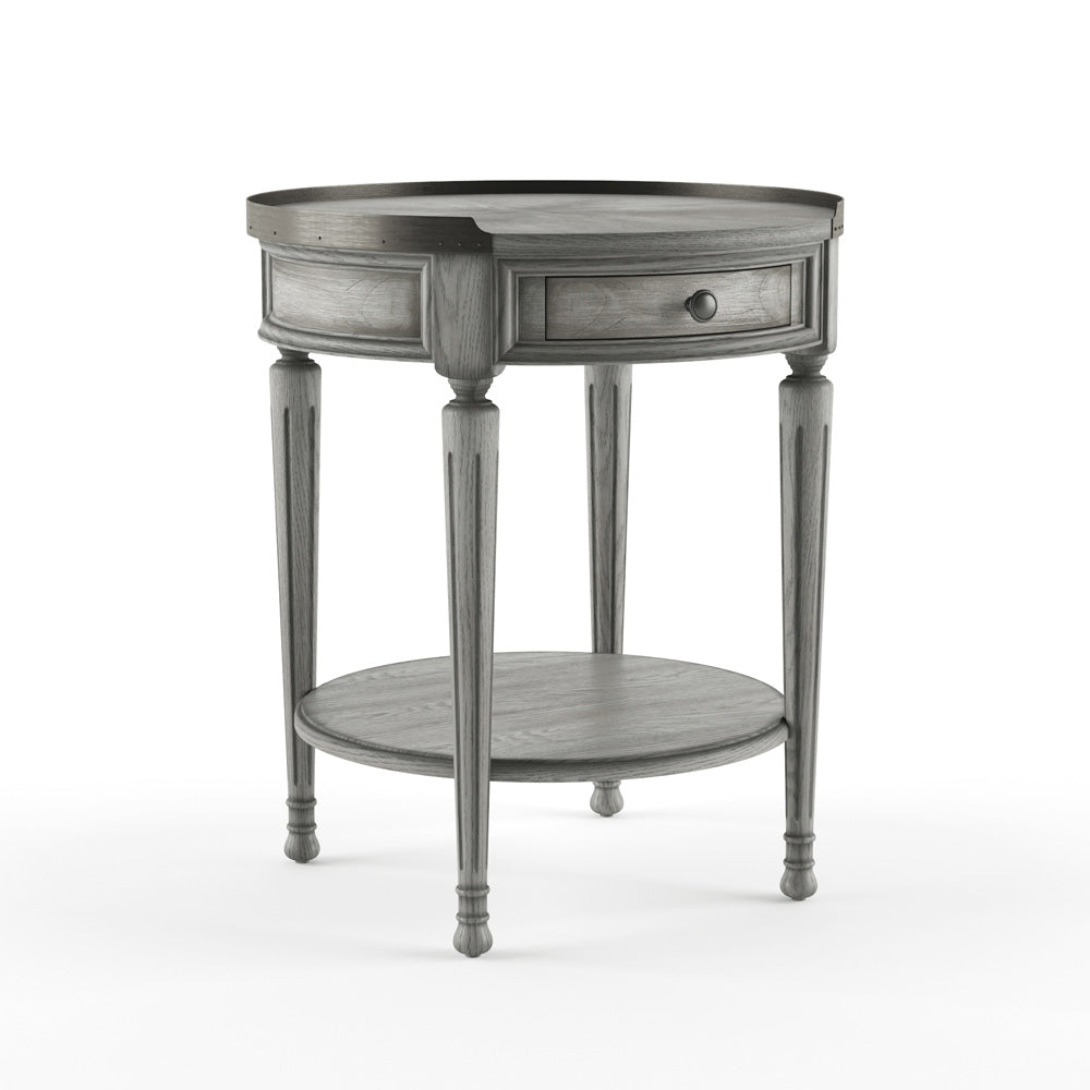 Butler Specialty Company - Sampson 22 in. W Round Wood 1 Drawer Side Table, Gray - 2311418