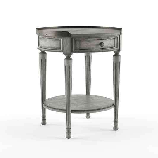 Butler Specialty Company - Sampson 22 in. W Round Wood 1 Drawer Side Table, Gray - 2311418
