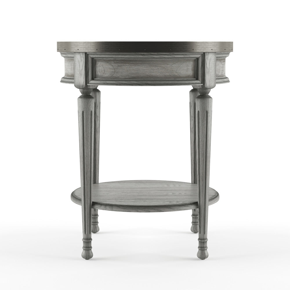 Butler Specialty Company - Sampson 22 in. W Round Wood 1 Drawer Side Table, Gray - 2311418
