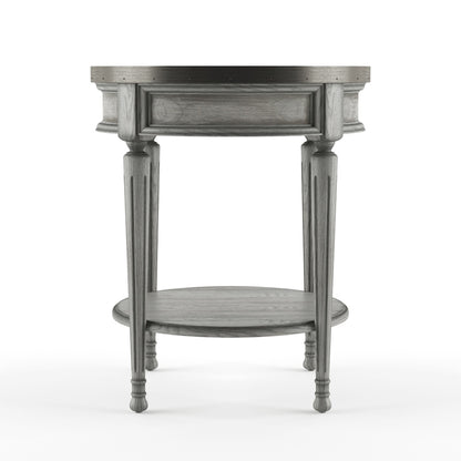 Butler Specialty Company - Sampson 22 in. W Round Wood 1 Drawer Side Table, Gray - 2311418