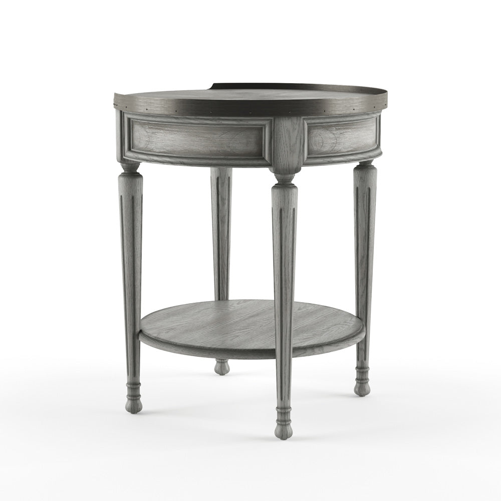Butler Specialty Company - Sampson 22 in. W Round Wood 1 Drawer Side Table, Gray - 2311418