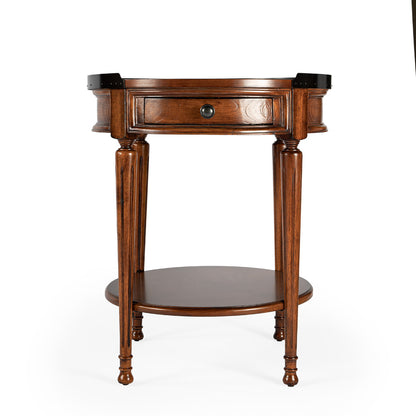 Butler Specialty Company - Sampson 22 in. W Round Wood 1 Drawer Side Table, Medium Brown - 2311101