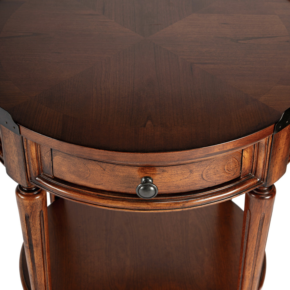 Butler Specialty Company - Sampson 22 in. W Round Wood 1 Drawer Side Table, Medium Brown - 2311101