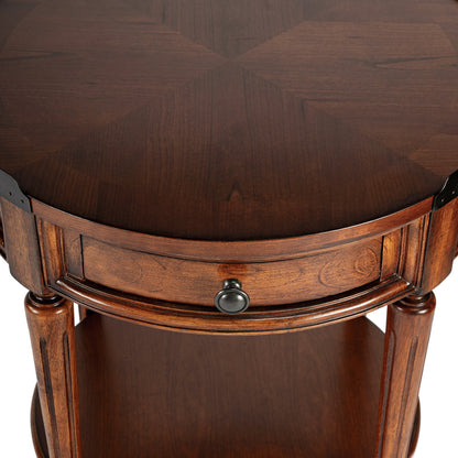 Butler Specialty Company - Sampson 22 in. W Round Wood 1 Drawer Side Table, Medium Brown - 2311101