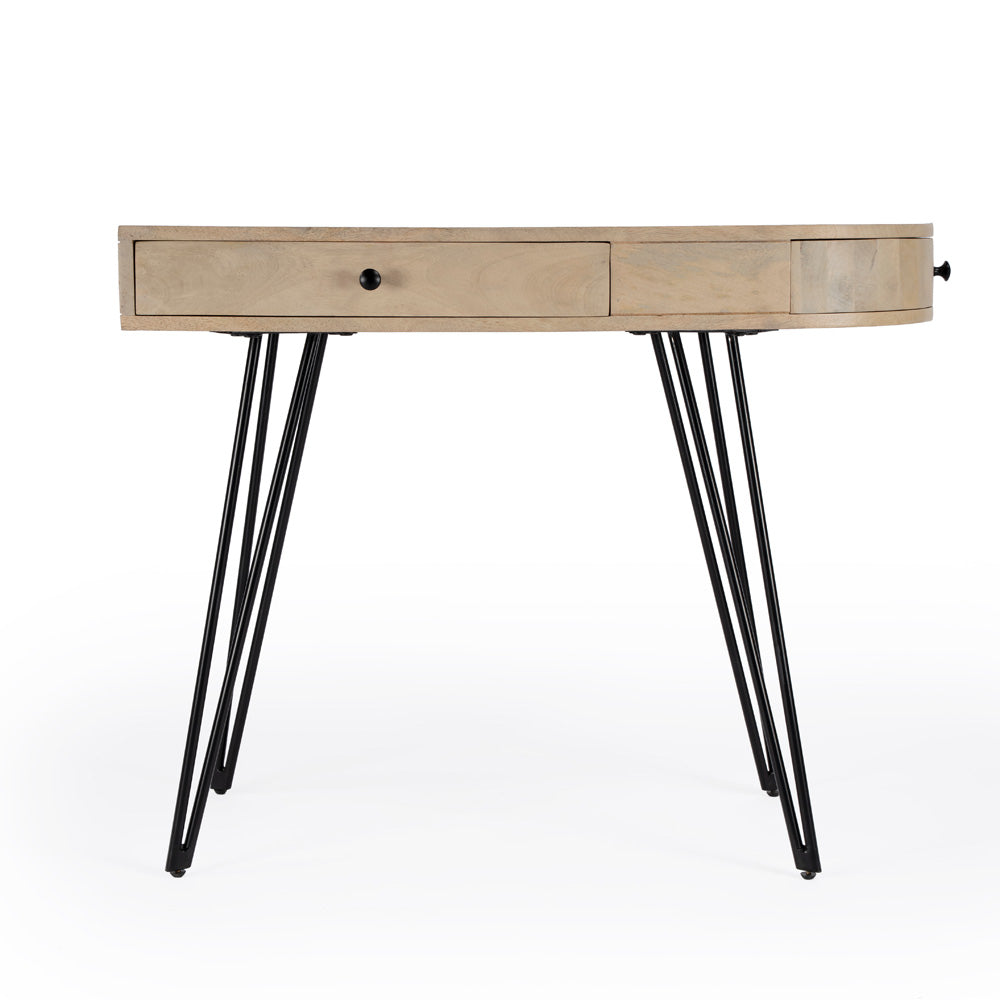 Butler Specialty Company - Sebastopol 38 in. W Oval Wood & Iron Reversible 2 Drawer Writing Desk, Natural - 5183025