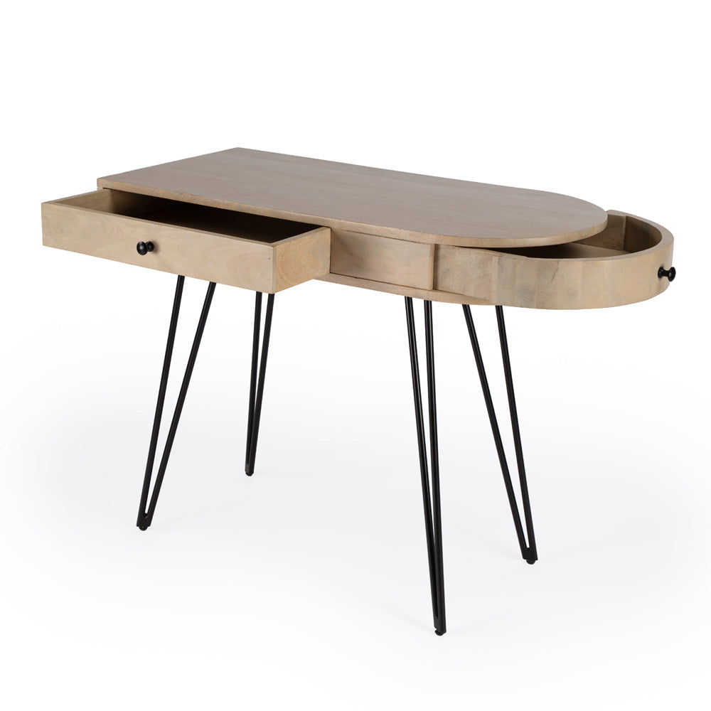 Butler Specialty Company - Sebastopol 38 in. W Oval Wood & Iron Reversible 2 Drawer Writing Desk, Natural - 5183025