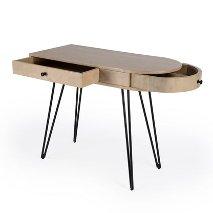 Butler Specialty Company - Sebastopol 38 in. W Oval Wood & Iron Reversible 2 Drawer Writing Desk, Natural - 5183025