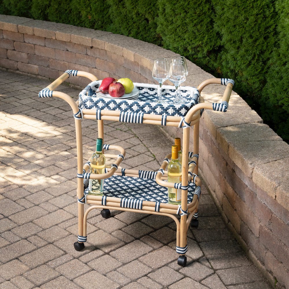Butler Specialty Company - Selena Indoor/Outdoor 34.5 in. W Rattan 2 Tier Bar/Serving Cart with Removeable Tray Top, Blue - 5397291 view 6