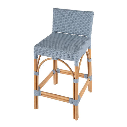 Butler Specialty Company - Serienna 24.5 in. Seat Height Rectangular  Rattan Low Back Counter Stool, Baby Blue - 5585341 View 1
