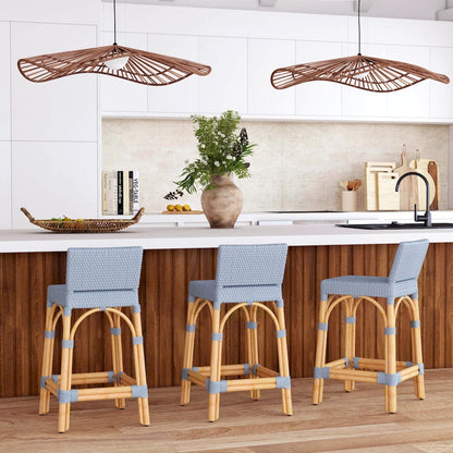 Butler Specialty Company - Serienna 24.5 in. Seat Height Rectangular  Rattan Low Back Counter Stool, Baby Blue - 5585341 view 6