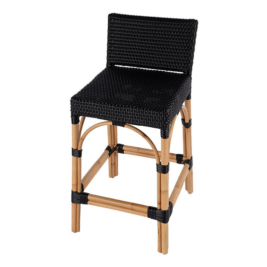 Butler Specialty Company - Serienna 24.5 in. Seat Height Rectangular  Rattan Low Back Counter Stool, Black - 5585425 View 1