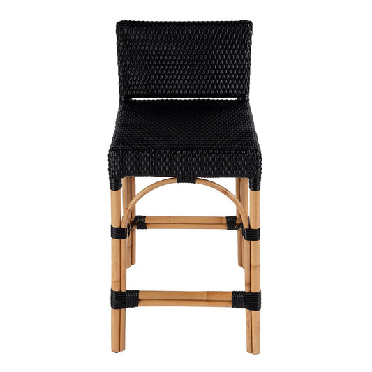 Butler Specialty Company - Serienna 24.5 in. Seat Height Rectangular  Rattan Low Back Counter Stool, Black - 5585425 View 2