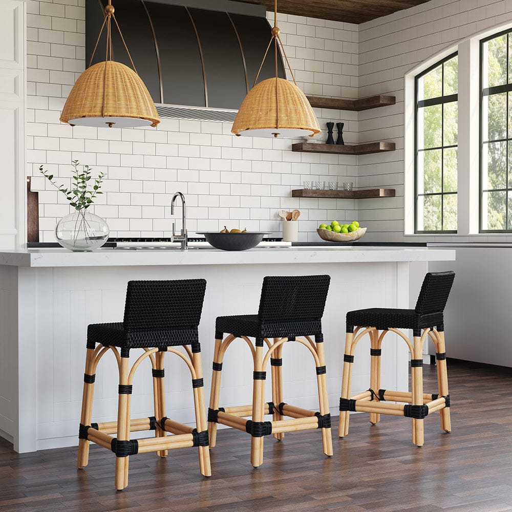 Butler Specialty Company - Serienna 24.5 in. Seat Height Rectangular  Rattan Low Back Counter Stool, Black - 5585425 View 5