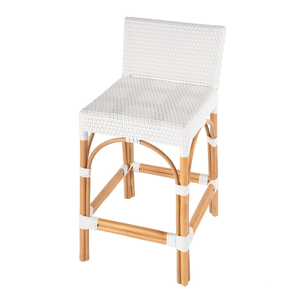 Butler Specialty Company - Serienna 24.5 in. Seat Height Rectangular  Rattan Low Back Counter Stool, White - 5585304 View 1