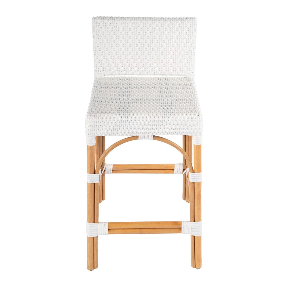 Butler Specialty Company - Serienna 24.5 in. Seat Height Rectangular  Rattan Low Back Counter Stool, White - 5585304 View 2