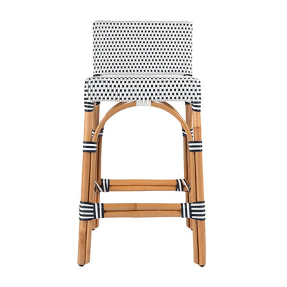Butler Specialty Company - Serienna 24.5 in. Seat Height Rectangular  Rattan Low Back Counter Stool, White and Navy Dot - 5585291 View 3