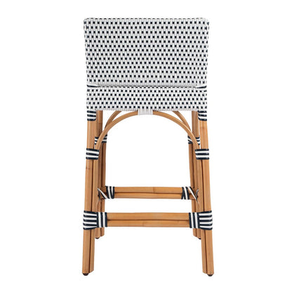 Butler Specialty Company - Serienna 24.5 in. Seat Height Rectangular  Rattan Low Back Counter Stool, White and Navy Dot - 5585291 View 4