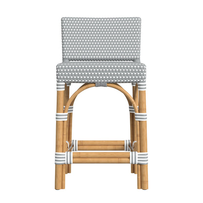 Butler Specialty Company - Serienna 24.5 in. Seat Height Rectangular Rattan Low Back Counter Height Stool, Gray and White - 5585329