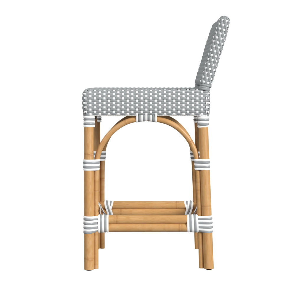 Butler Specialty Company - Serienna 24.5 in. Seat Height Rectangular Rattan Low Back Counter Height Stool, Gray and White - 5585329