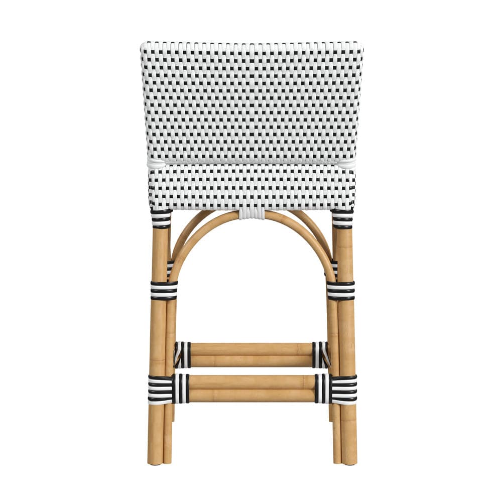 Butler Specialty Company - Serienna 24.5 in. Seat Height Rectangular Rattan Low Back Counter Height Stool with Footrest, Black and White - 5585295