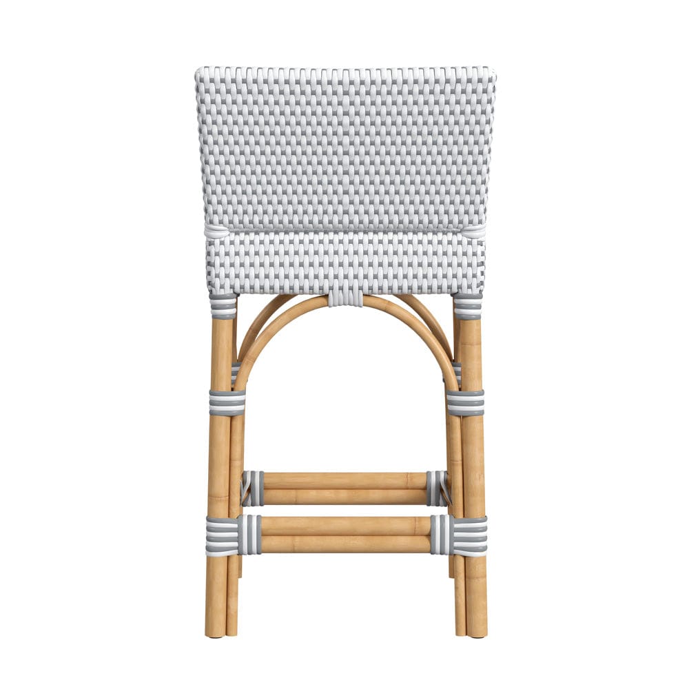 Butler Specialty Company - Serienna 24.5 in. Seat Height Rectangular Rattan Low Back Counter Height Stool with Footrest, White and Gray - 5585266