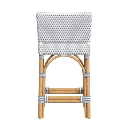 Butler Specialty Company - Serienna 24.5 in. Seat Height Rectangular Rattan Low Back Counter Height Stool with Footrest, White and Gray - 5585266