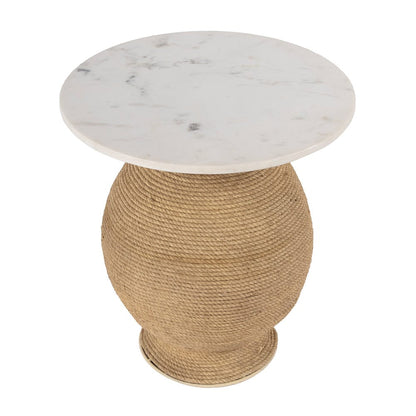 Butler Specialty Company - Shea 19 in. W Round Marble and Rope End Table, Natural - 5815389 View 1