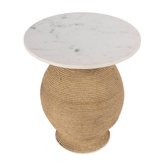Butler Specialty Company - Shea 19 in. W Round Marble and Rope End Table, Natural - 5815389 View 1