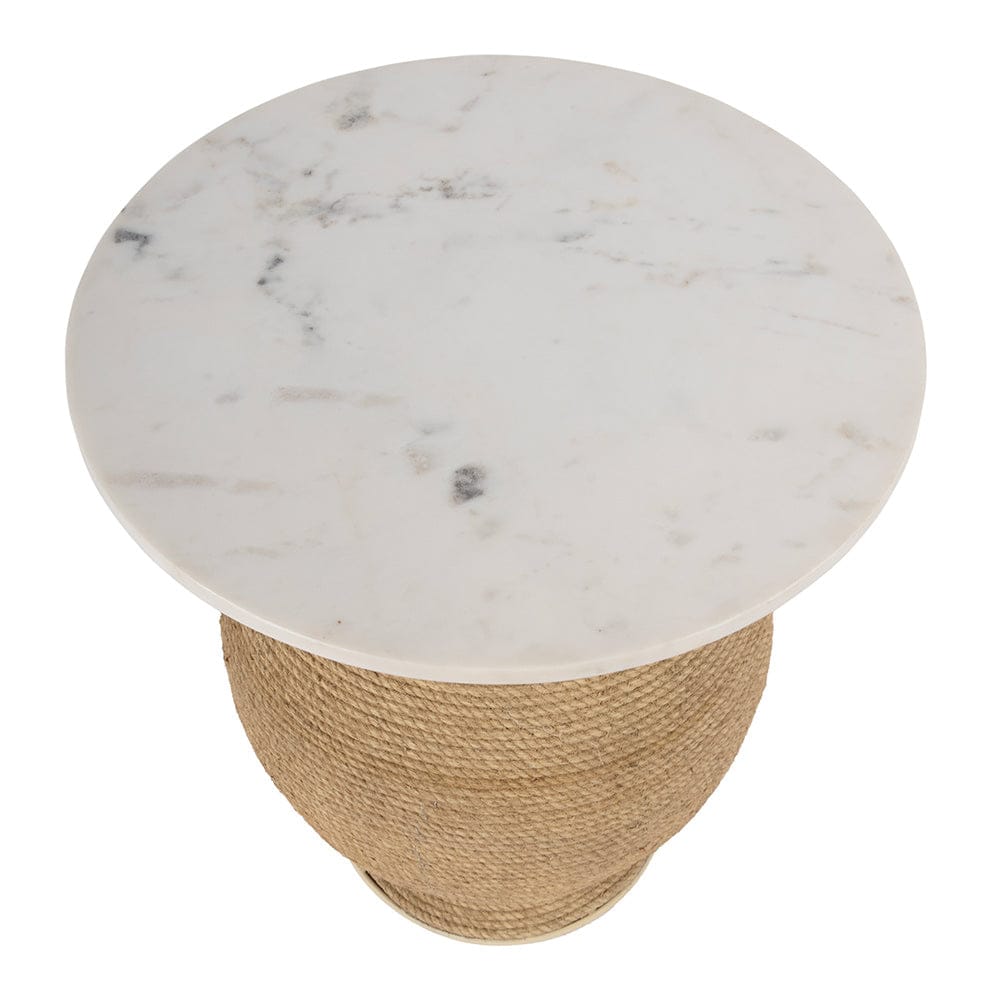 Butler Specialty Company - Shea 19 in. W Round Marble and Rope End Table, Natural - 5815389 View 3