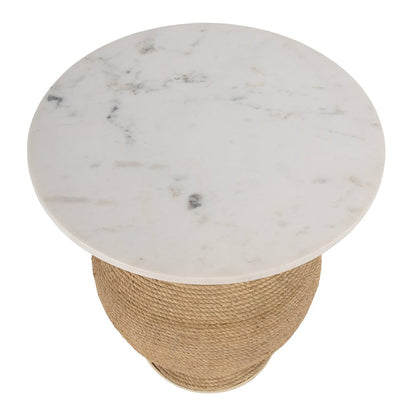 Butler Specialty Company - Shea 19 in. W Round Marble and Rope End Table, Natural - 5815389 View 3