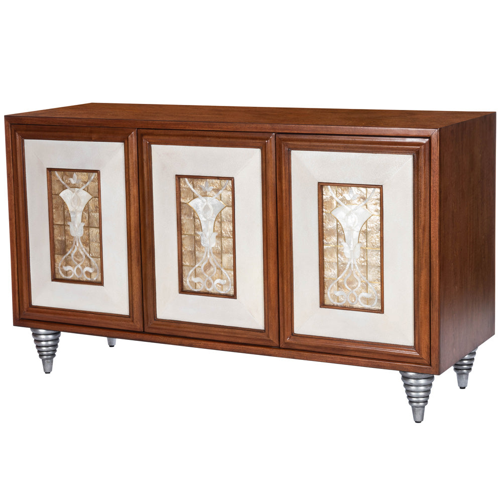 Butler Specialty Company - Shelly Leather & Capiz Shell Inlay 55" Sideboard, Medium Brown - 5486350_CLOSEOUT