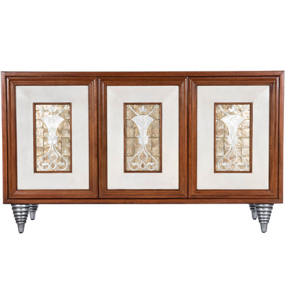 Butler Specialty Company - Shelly Leather & Capiz Shell Inlay 55" Sideboard, Medium Brown - 5486350_CLOSEOUT