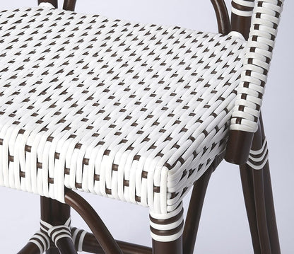 Butler Specialty Company - Solstice Indoor/Outdoor 25 in. Seat Height Rattan Counter Stool with Back & Footrest, White/Brown Dot - 5399354_CLOSEOUT