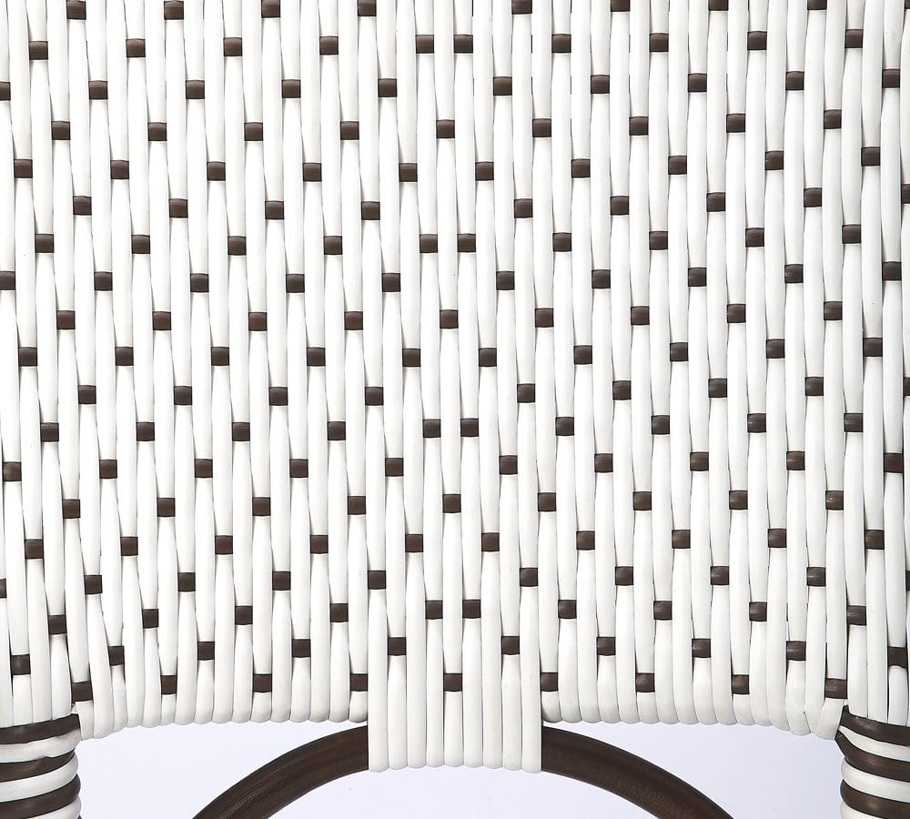 Butler Specialty Company - Solstice Indoor/Outdoor 25 in. Seat Height Rattan Counter Stool with Back & Footrest, White/Brown Dot - 5399354_CLOSEOUT