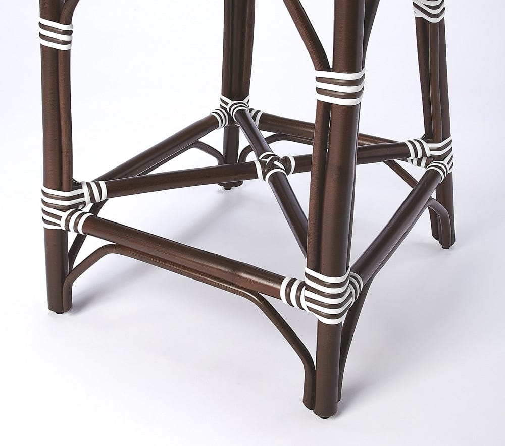 Butler Specialty Company - Solstice Indoor/Outdoor 25 in. Seat Height Rattan Counter Stool with Back & Footrest, White/Brown Dot - 5399354_CLOSEOUT