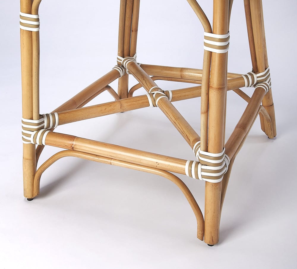 Butler Specialty Company - Solstice Indoor/Outdoor 25 in. Seat Height Rattan Counter Stool with Back & Footrest, White/Tan Dot - 5399415
