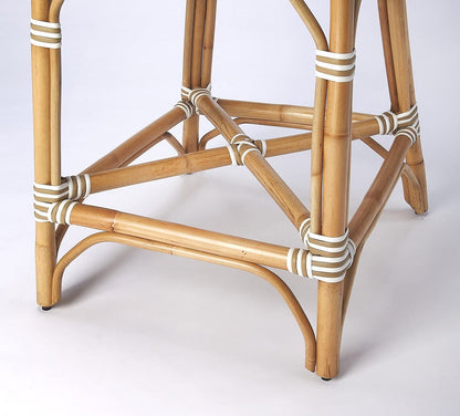 Butler Specialty Company - Solstice Indoor/Outdoor 25 in. Seat Height Rattan Counter Stool with Back & Footrest, White/Tan Dot - 5399415